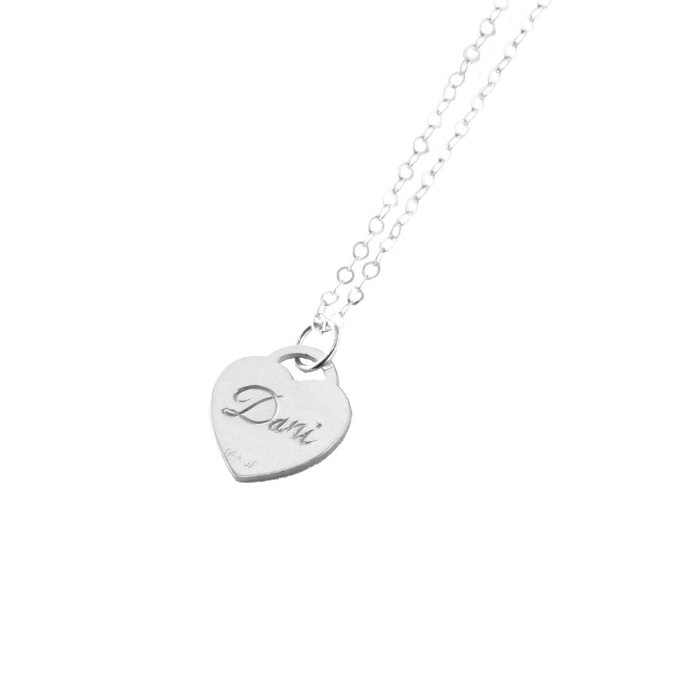 Sterling Silver Heart Necklace with Angel Engraving | Someone Remembered